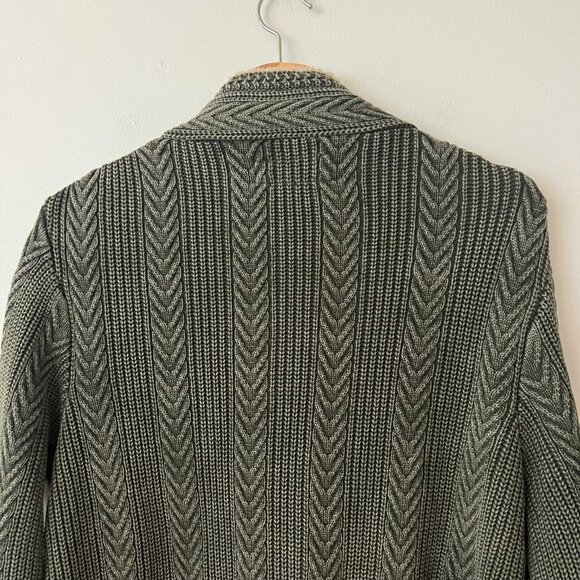 Carbon2Cobalt Timberline Green Zip Up Cable Knit Cotton Cardigan Sweater Men's L - Picture 9 of 9